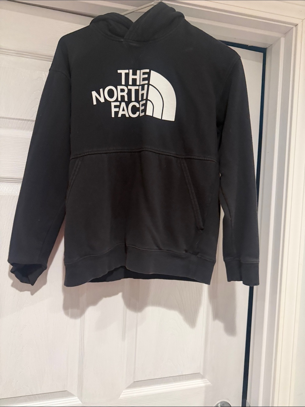 The North Face Men's Black Crewneck Hoodie with White Logo